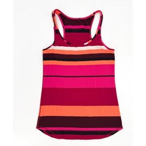 Lululemon Tank Top Womens Pink Refresh Racer Orange Striped‎ Athletic Yoga